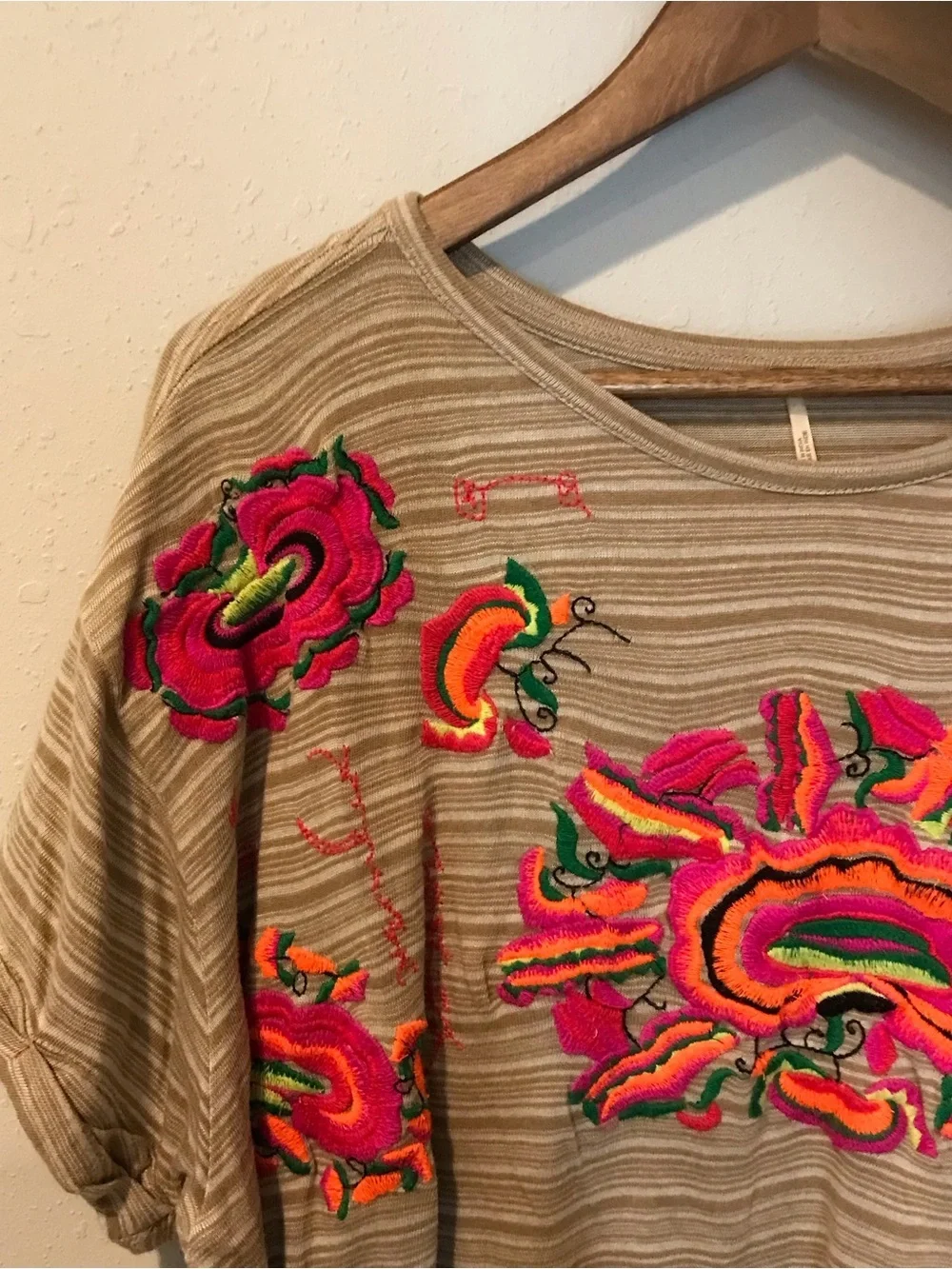 Free People Catalunya Embroidered Mushroom Combo Oversized Top